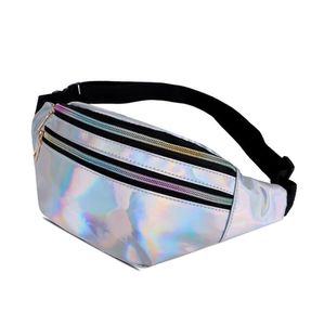 Holographic Fanny Pack Hologram Waist Bag Laser PU Beach Traveler Banana Hip Bum Zip Waistbags Women Belt Bag for Girls anti-theft outdoor waistpack