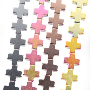 Wojiaer Inga magnetiska material Hematit Stone Cross Pärlor 3x8mm för DIY -smycken Making Halsband Armband BL311