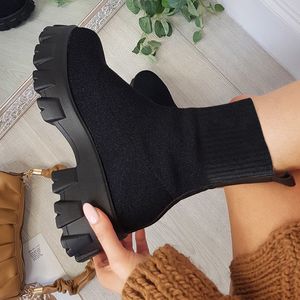 Buty Woman Boots Buted Sock But Grusled Furn Tube Oddychający Plus Size 43 Martin Platform Botows Obcasy 220818