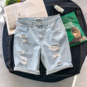 Men's Jeans Wholesale 2022 Fashion Ripped Hole Denim Shorts Loose Trend Thin Korean Brand Summer Light Beggar Short