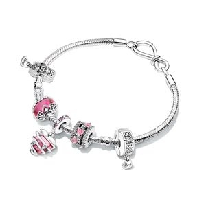 Pandora Secret Heart Armband f￶r kvinnor Evig blommotnotarmband med h￤ngande charm