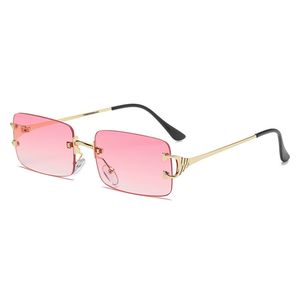 sunglasses for women Rimless Sunglasses 90s Frameless Rectangle Tinted Lens Eyewear Retro Gold Metal Frames Fashion eyeglasses Party Favor Fishing Driving Golf