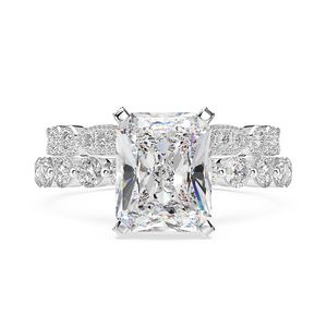 Vintage SquareCut 6ct Lab Diamond Promption Halkası% 100 Gerçek 925 STERLING Gümüş Nişan Düğün Bandı Kadın Mücevherleri için