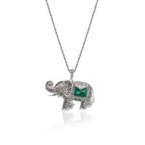 925 Zilveren olifant Marcasite hanger kettingen voor vrouwen mode multicolor agate sieraden voor feestaccessoires