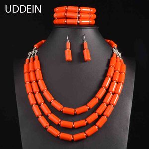 Bangle Designer Uddein Nigerian Wedding Indian Jewelry Sets Bib Beads Necklace Earring Bracelet Statement Collar African Set