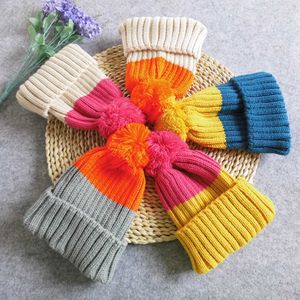 M79 Baby Kids Winter Beanies Skull Caps Wool Ball Beanie Knitted Hat Knitting Hats Girls Boys Children Warm Casual Cap