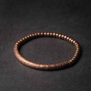 Designer de pulseira artesanal martelada pura pulseira de cobre vintage Vintage Oxidado Rock Style Metal Jóias unissex para homens Mulheres