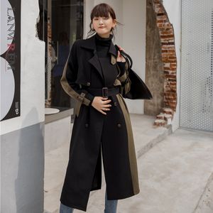 LANMREM Mid length Windbreaker Female autumn Korean Version Double breasted Slim Thick Coat 19B a373 220818