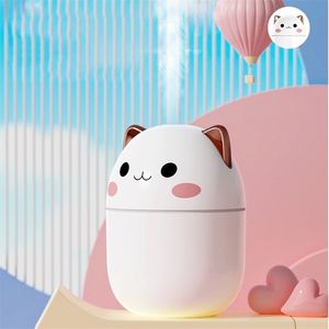 250ml Air Humidifier Cute Kawaiil Aroma Diffuser with Night Light Cool Mist for Bedroom Home Car Plants Purifier Humificador 220818