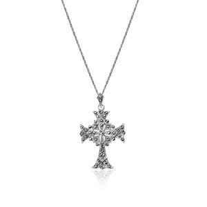 925 Silver Cross Marcasite Pendant Necklaces for Women Men Elegant Fashion Jewelry for Party Accessories