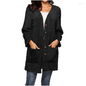 女性用ジャケットレディース冬のウールジャケットコートレディースソリッドカラー長袖シングルブレストポケットカーディガンアウトウェアカジュアル