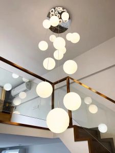 Лестничные подвесные лампы легкие роскошные гостиная чердак высокий дуплекс здание Полово северное минималистское стеклянное светодиод
