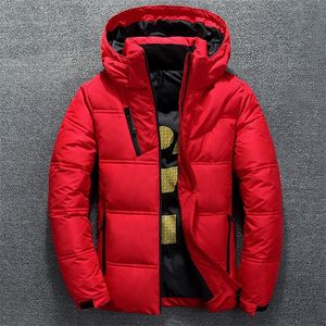 Winter Warme Männer Jacke Mantel Casual Herbst Stehkragen Puffer Dicken Hut Weiße Ente Parka Männliche Männer Unten Mit kapuze 220818