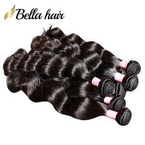 Malaysian Hair großhandel-Brasilianische Haarverlängerungen unverarbeitetes menschliches jungfräuliches Haar Bundles Indian Malaysian peruanischer Doppelschalte Body Wave Bellahair inch