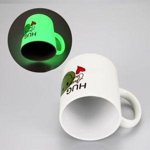 11oz sublimering vit glöd i mörk keramisk mugg termisk överföring tom kaffemugg med handtag diy fluorescerande vattenflaska kreativa gåvor b6