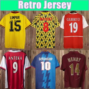 86 07 retrò Henry Bergkamp Maglie da calcio Vieira Merson Adams Limpar Away Away Shirts Short Shortle Uniforms