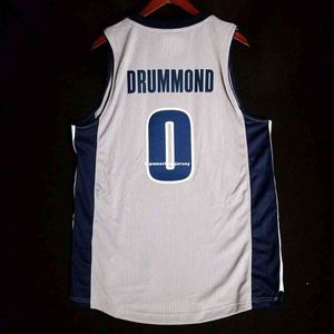 100% genähte Andre Drummond 0# Weste Großhandel graue Jersey-Herrenweste Größe XS-6XL genähte Basketball-Trikots Ncaa