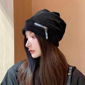 Sombrero de pila de cremallera Otoño e invierno Show japonés Cara de cabeza pequeña Sombrero frío
