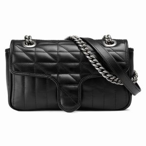 New Women's shoulder bag Black Quilted Leather microfiber lining and adjustable shoulder strap vintage silver accessories small 26cm mini 22cm 476744