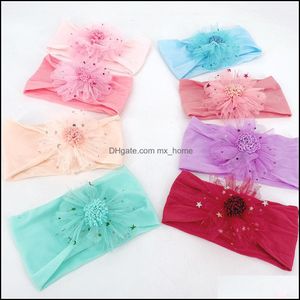 Hair Accessories T15890 Infant Baby Girls Lace Flower Headband Kids Soft Nylon Elastic Hairband Children Bandanas Head Band Pr Mxhome Dhxmn