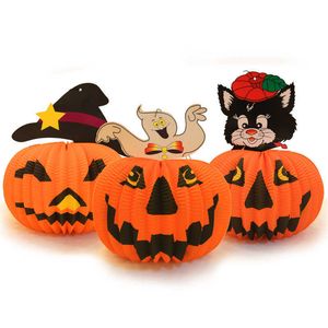 ハロウィーンサプライズゴーストフェスティバルその他のお祝いパーティーサプライズプロップ装飾ブラックカボチャペーパーフラワーランタン飾り飾り