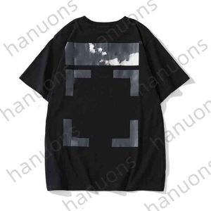 Off Men's T-shirts Fashion Brand Painting Arrow Round Neck Short Sleeve and Women's Lovers' Wear Printed Letter x the Back Print