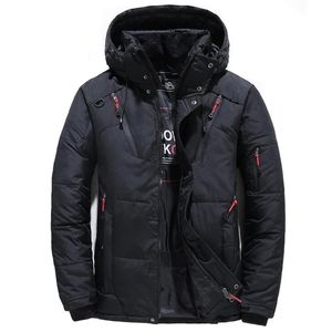 Down Jacket Male Winter Parkas Men 20 graders vit anka huva utomhus tjock varm vadderad snörock överdimensionerad m 4xl 220818