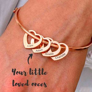 Bracelet Designer Jewelry Stainless Steel Letter Personalized Bracelets with Hearts Customized Engraved 1-12 Names Bangles for Women Gift