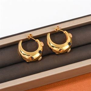 Ins Net Red Blogger With Same Stud Simple Gemstone Earrings Personality Temperament All-Match 925 Silver Needle Fashion Accessories