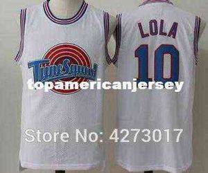 Space Jam 10 Lola Tune Squad LOONEY TOONES Basketball Jerseys White Black Ncaa