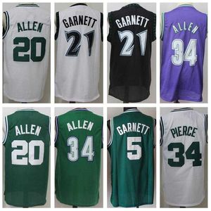 Jersey Vintage Basketball Kevin Garnett Jersey Ray Allen Paul Pierce Retro Team Color Green White Black Blue Away
