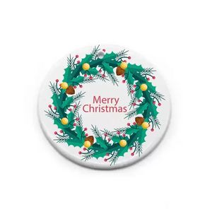 DHL Decorações de Natal Blanks Enfeites de Sublimação Cerâmica Pingente Pendurado 3 Polegada Enfeites de Natal Personalizado Feito à Mão para Decoração de Árvore GG0829
