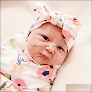 Filtar Swaddling Florals baby Muslin Swaddle Wrap Filt Wraps Nursery Bedbling Towking Sp￤dbarn inslaget trasa med headba mxhome dhfmf