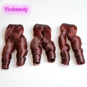 Brazylijskie ludzkie dziewicze włosy Peruwiańskie Indiian 99J Burgundowe Funmi Spring Curly 10-28-calowe podwójne rozszerzenia Wefts 10a Yirubeauty