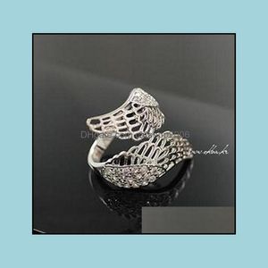 Band Rings Engagement Classical Fashion Plated Romantic FL of Crystal Angel Wings Ring Luxurious Drop Delivery 2021 Jewelr Carshop2006 DH3FN