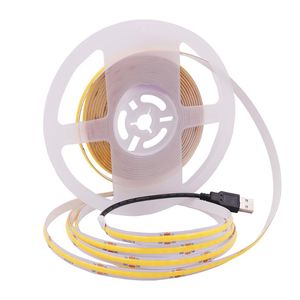 Paski 5 V Cob Pasek LED 320 diody LED USB Dom DIY RA90 3000K 4000K 6000K Red Różowy niebieski Elastyczna gęstość Elastyczna oświetlenie