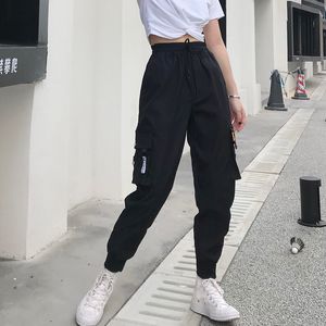 Grandi tasche Pantaloni cargo donna Vita alta Pantaloni larghi streetwear Baggy Pantaloni tattici hip hop Pantaloni da jogging di alta qualità 220819