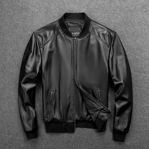 GUSEEMIO genuine leather jacket for men male sheepskin coat real animal 100 skin outer wear good quality Baseball jacket 220819