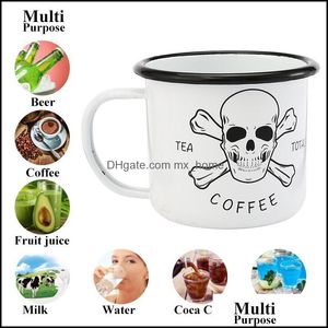 Mugs Enamel Cup Simple Black Edge Enameled Cup Home Office Coffee Cup Drop Delivery 2021 Home Garden Kitchen Dining Bar Drinkw Mxhome Dhfj5