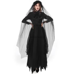 Scary Women s Cosplay kommer Halloween Party Carnival Wedding Bride Dress Evil Ghost Vampire Anime Game Outfit Headwear G220819