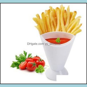 Ciotole Cucina di casa Utensili per patate Stoviglie 2 in 1 Cono per patatine fritte con salsa Tazza di patatine fritte Insalatiera Drop Delivery 2021 Garden Kitc Yydhhome Dhgtv