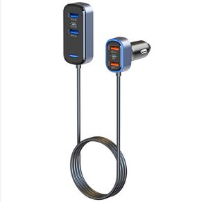 SC05 Autoladegerät 65,5 W High-Power PD/QC3.0 Schnellladespannungsanzeige USB-Hub für Auto-Handys 12 V-24 V 6 Ports Verlängerungsladegeräte