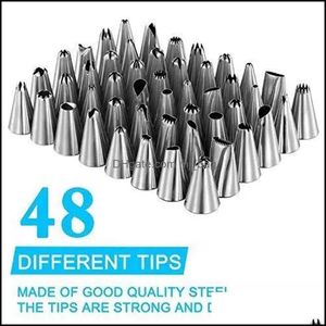 Baking Pastry Tools 62Pcs/Lot Cake Decorating Tips Set Stainless Steel Icing Pi Tip Nozzles Diy Reusable Bags Couple Drop Del Mjbag Dhrqc