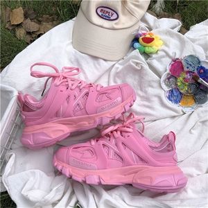 Piękne różowe, masywne trampki kobiety grube samotne dziewczyny sportowe buty jasnozielone mody Casual Dad Fechwear 220818