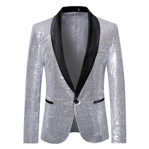 Men Gold Silver Severy Blazers Suit Suit Jacket Fashion Night Club DJ Stage Party Coat 220819