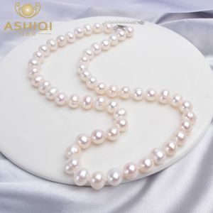 ASHIQI Natural Freshwater Pearl Necklace Near Round Jewelry for Women Wedding Gifts The Year Trend 220819