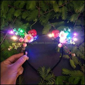 Ghirlande di fiori decorativi Annunci per bambini Fascia per capelli Carino LED luminoso Corna di alce Renna Cervo Orecchio di gatto Illuminato Festa Festival Y Bdesybag Dhwgm