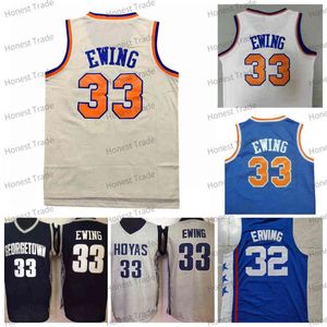 Vintage Basketball 32 Julius 6 Erving Blue 33 Patrick Ewing Georgetown Hoyas Gri Nash Dikişli Erkek Jersey Black White Retro NCAA Koleji H