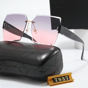 Óculos de sol femininos Designer Luxo Moda Metal Metal Metal Sun Glasses UV400 Proteção Gold sem aro macho e fêmeas de sol escudo Retro Design Eyeglasses Frames Men