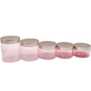 Garrafa de embalagem vazia jarra plástica rosa de rosa tampa de ouro com blocos de ouro brancos de embalagem cosmética portáteis de preliminar 100g 120g 150g 200g 250g